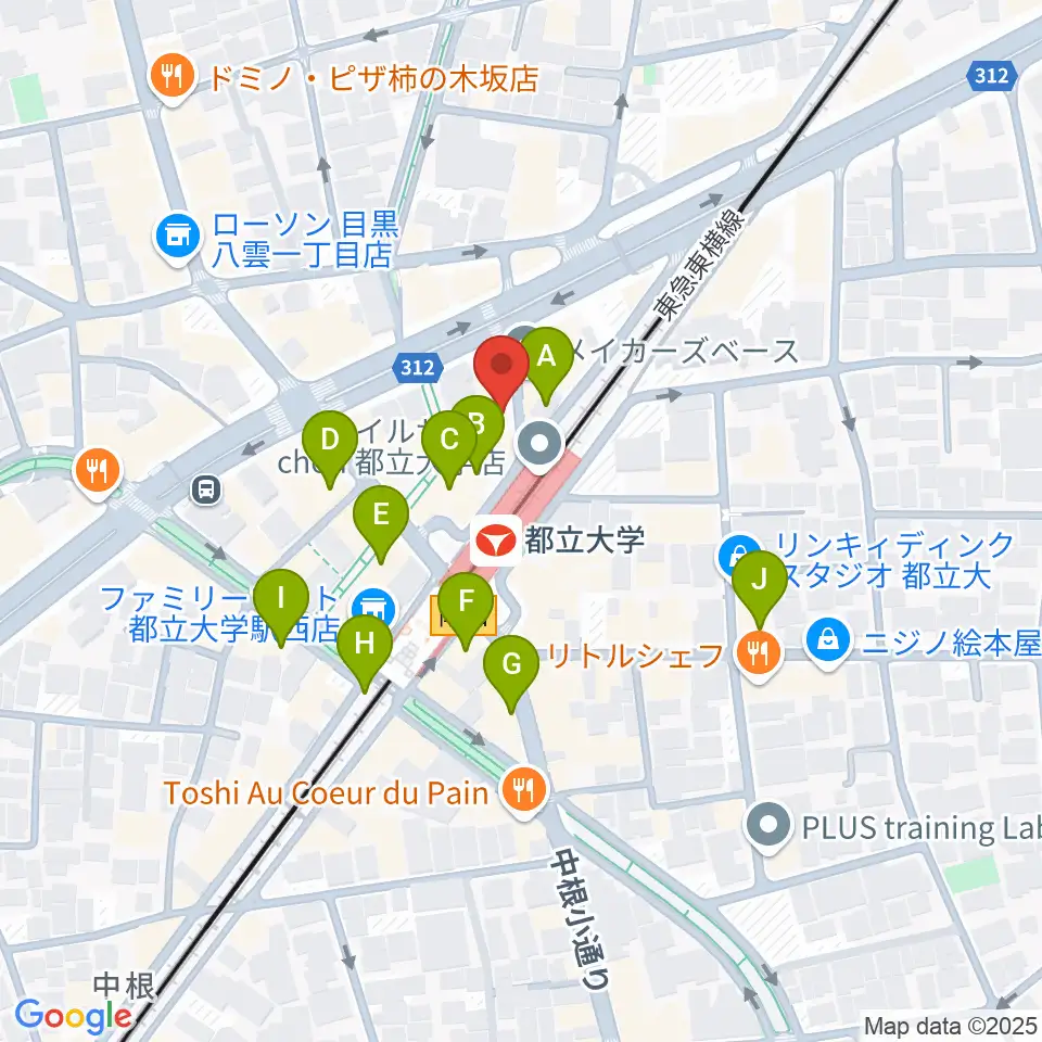 サウンドスタジオノア 都立大店周辺のカフェ一覧地図