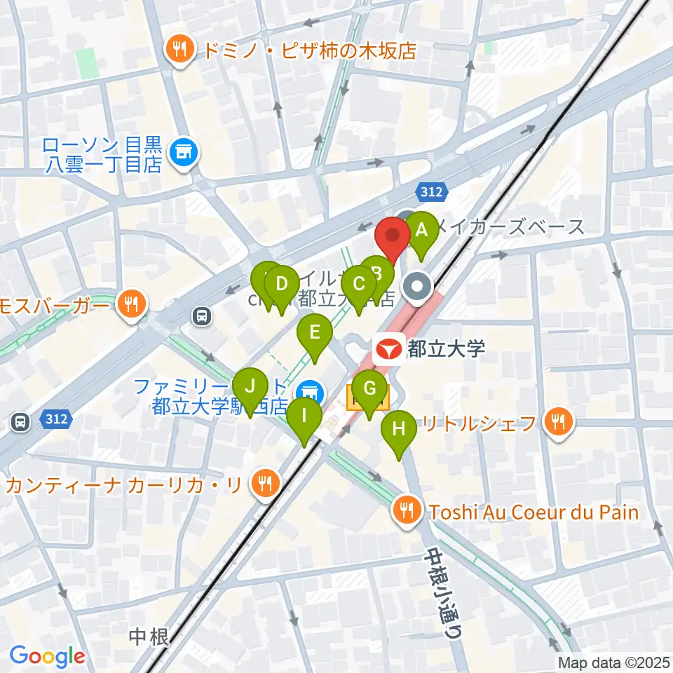 サウンドスタジオノア 都立大店周辺のカフェ一覧地図