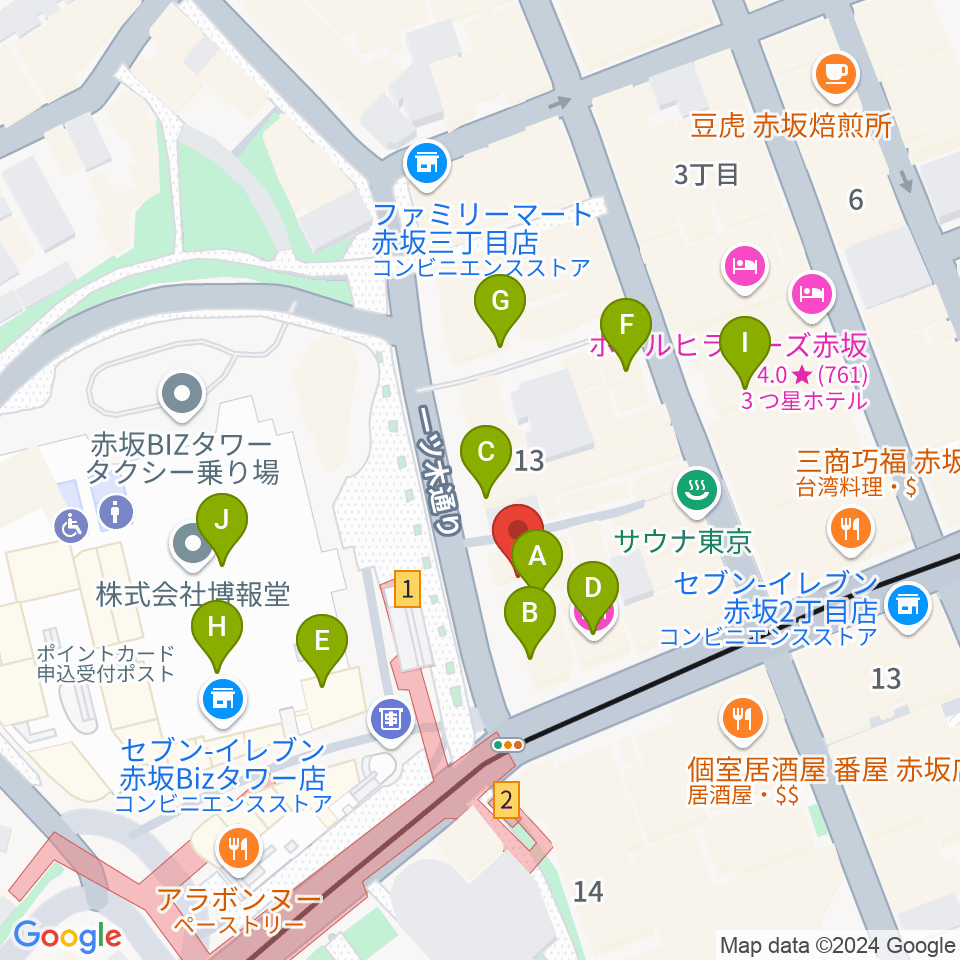 サウンドスタジオノア 赤坂店周辺のカフェ一覧地図