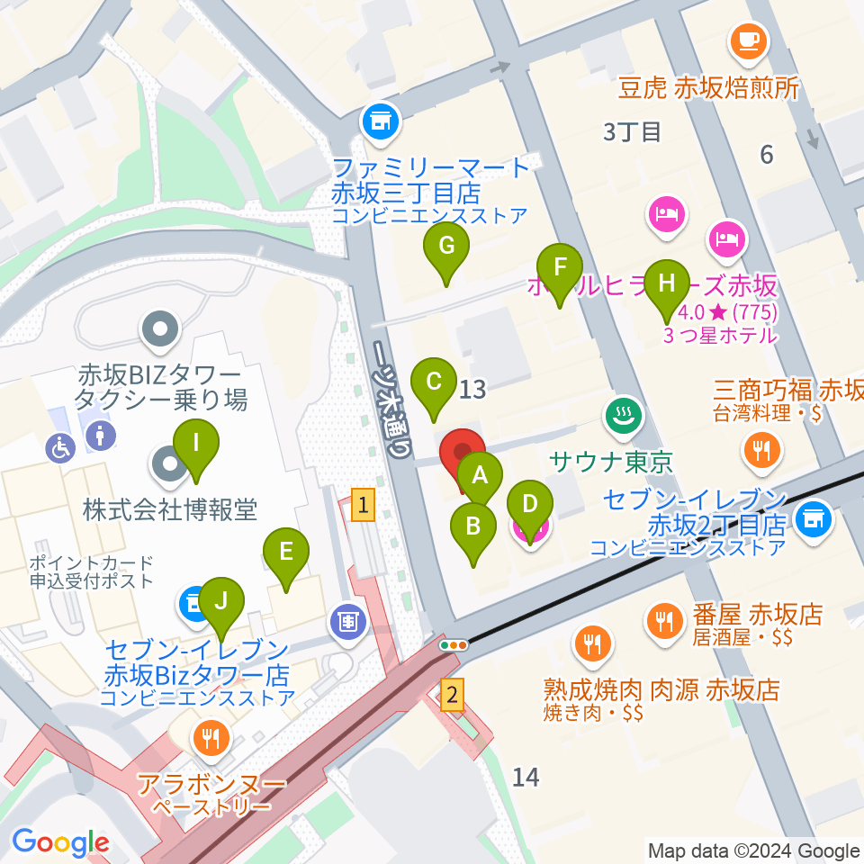 サウンドスタジオノア 赤坂店周辺のカフェ一覧地図