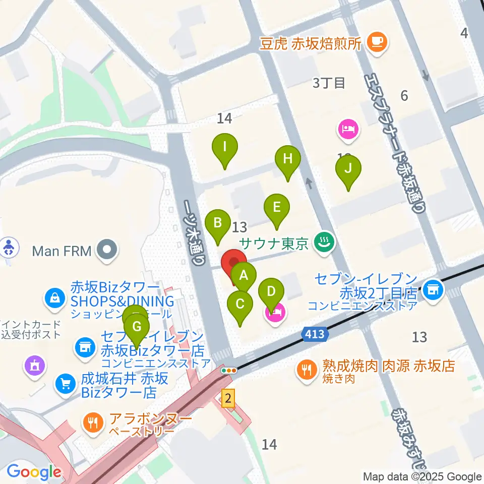サウンドスタジオノア 赤坂店周辺のカフェ一覧地図