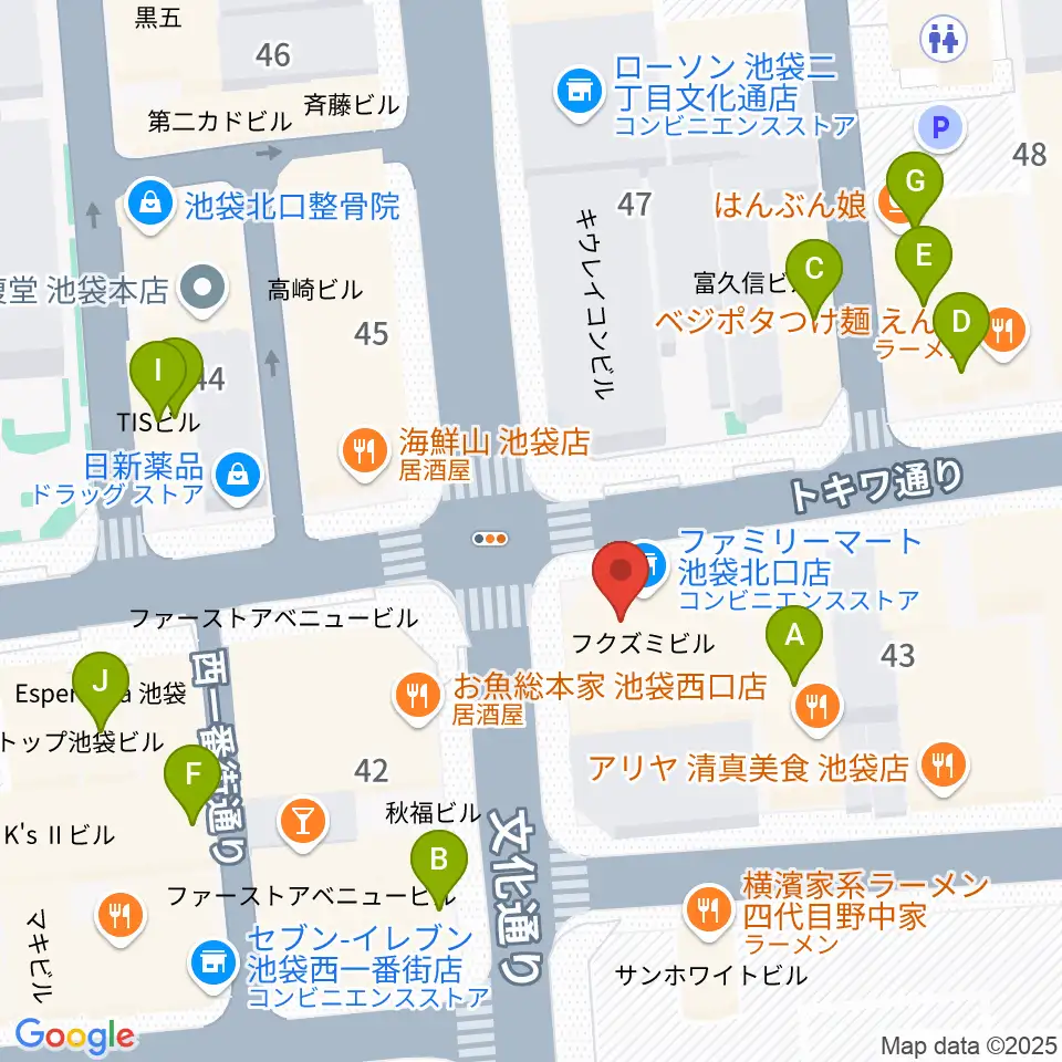 ゲートウェイスタジオ池袋北口店周辺のカフェ一覧地図