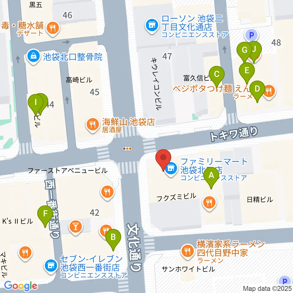 ゲートウェイスタジオ池袋北口店周辺のカフェ一覧地図