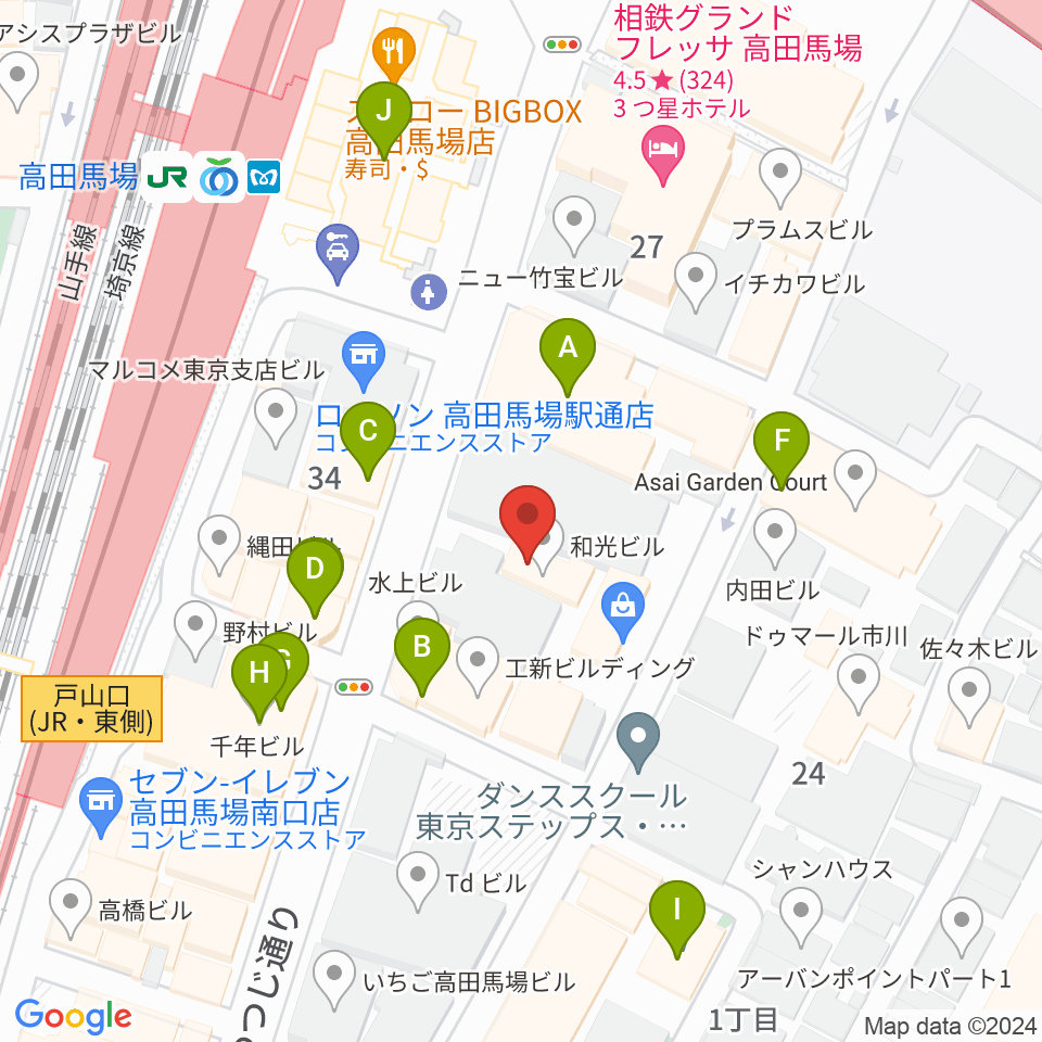 ゲートウェイスタジオ高田馬場3号店周辺のカフェ一覧地図