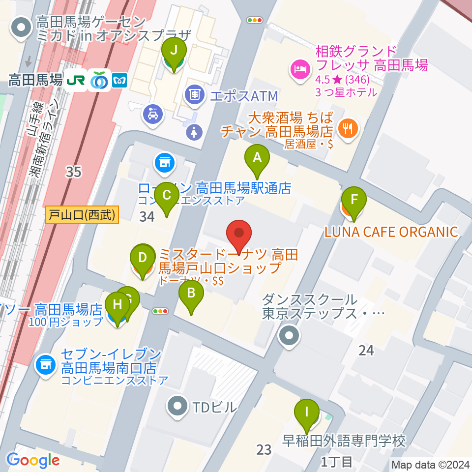 ゲートウェイスタジオ高田馬場3号店周辺のカフェ一覧地図