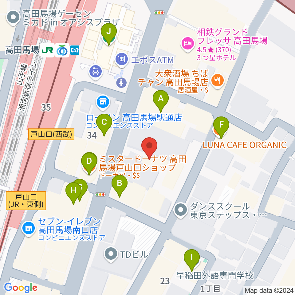 ゲートウェイスタジオ高田馬場3号店周辺のカフェ一覧地図