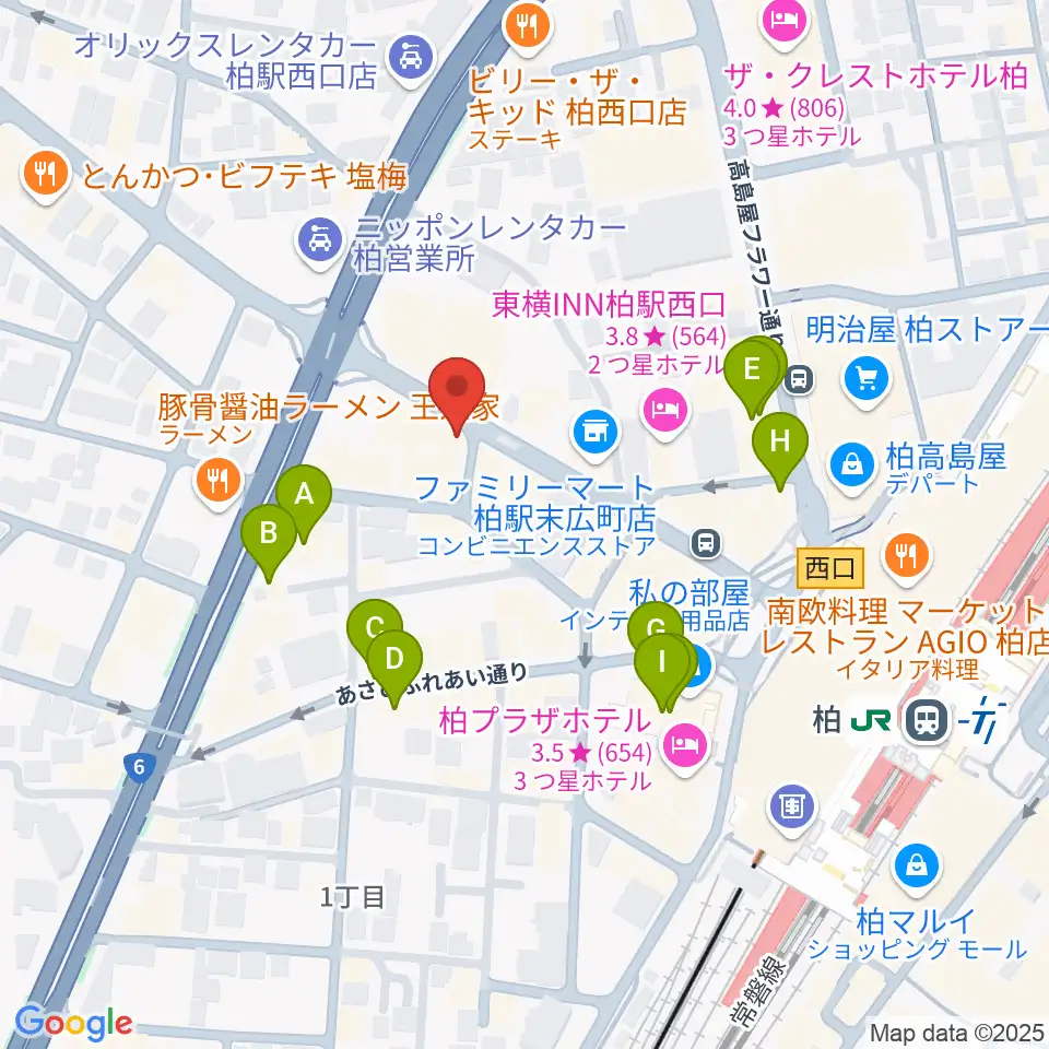 ゲートウェイスタジオ柏店周辺のカフェ一覧地図