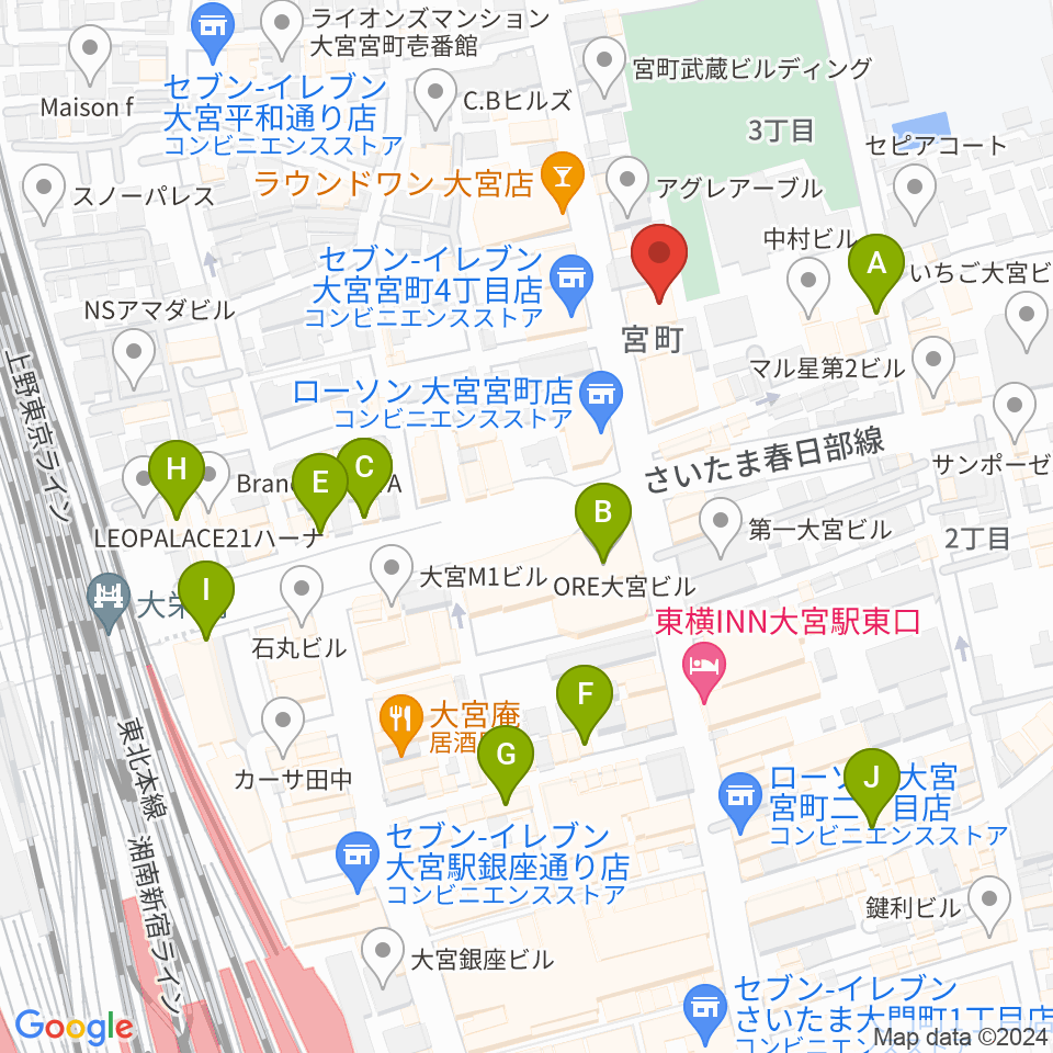 ゲートウェイスタジオ大宮店周辺のカフェ一覧地図