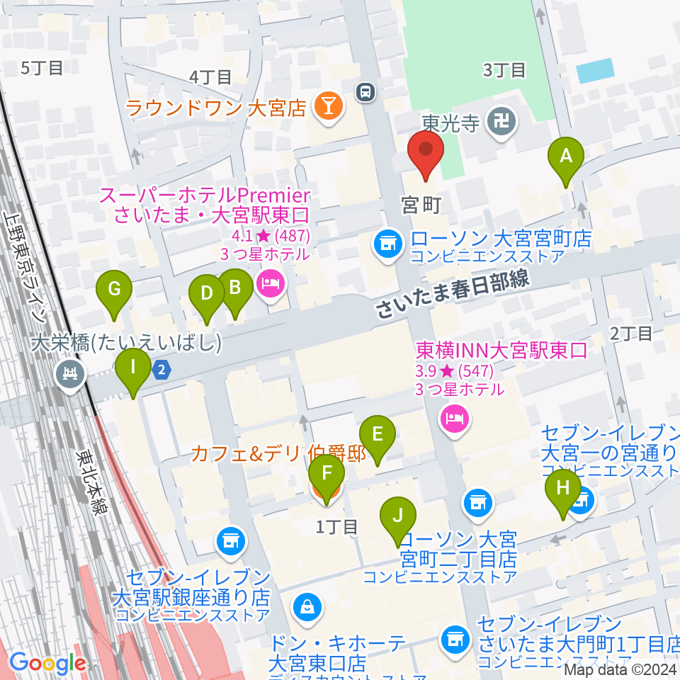 ゲートウェイスタジオ大宮店周辺のカフェ一覧地図