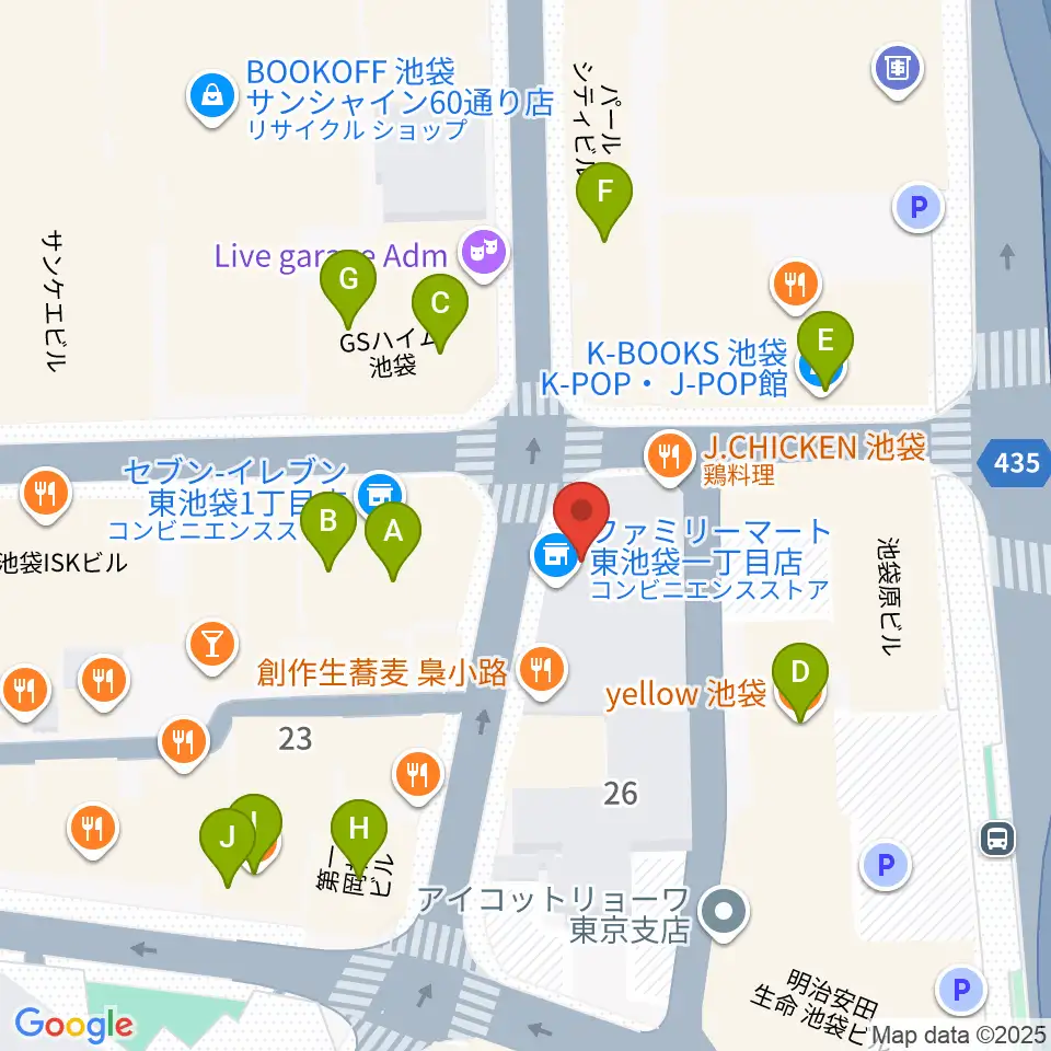 スタジオペンタ池袋ハンズサイド周辺のカフェ一覧地図