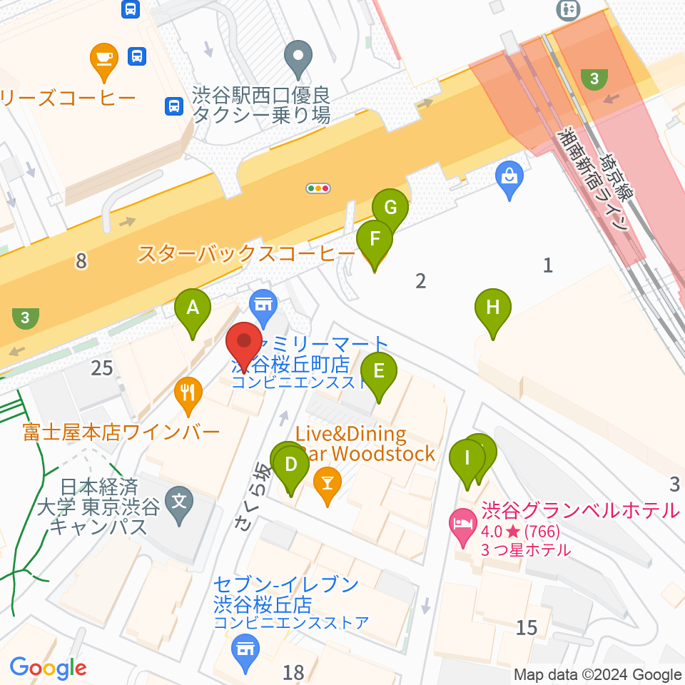 スタジオペンタ渋谷シティサイド周辺のカフェ一覧地図