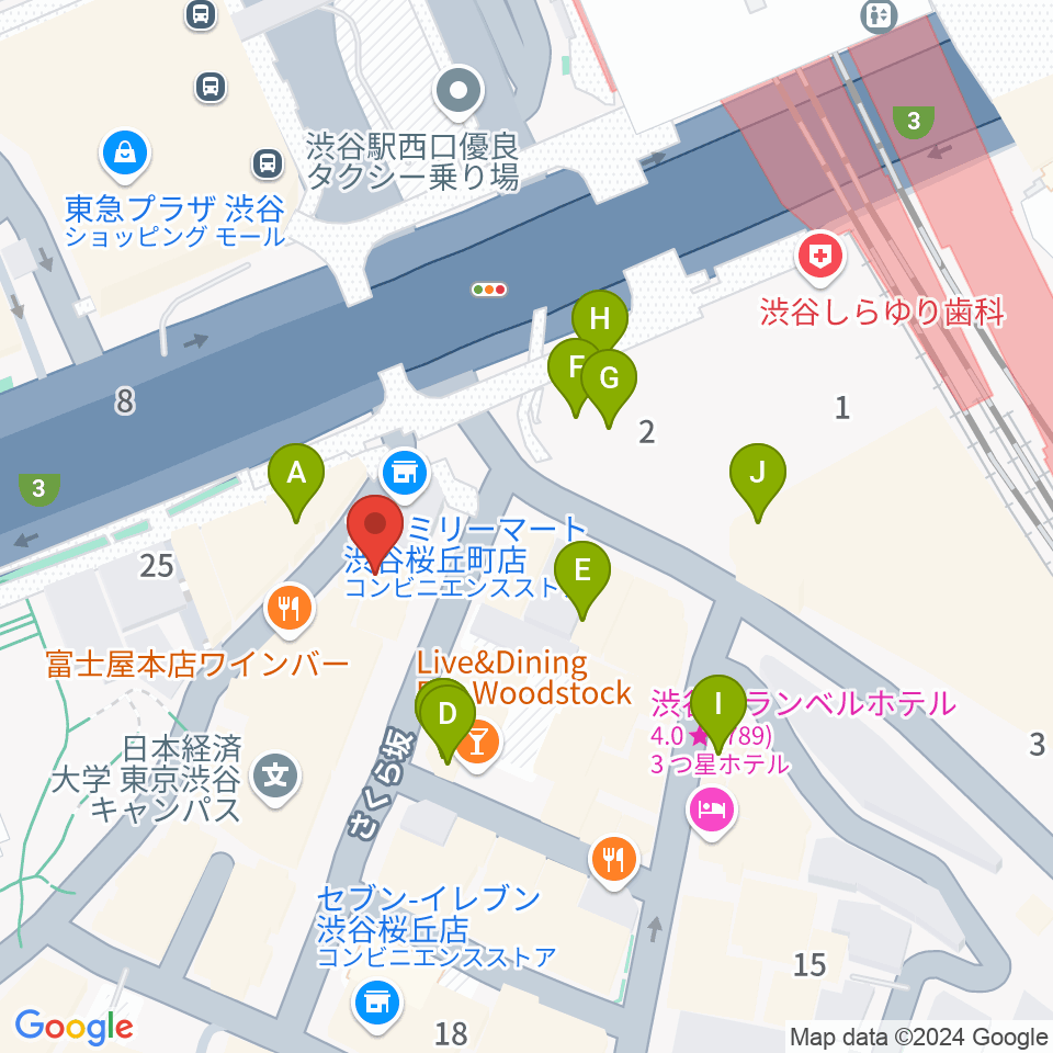 スタジオペンタ渋谷シティサイド周辺のカフェ一覧地図