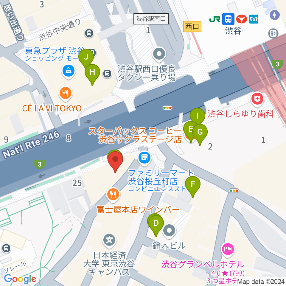 スタジオペンタ渋谷ムーンサイド周辺のカフェ一覧地図