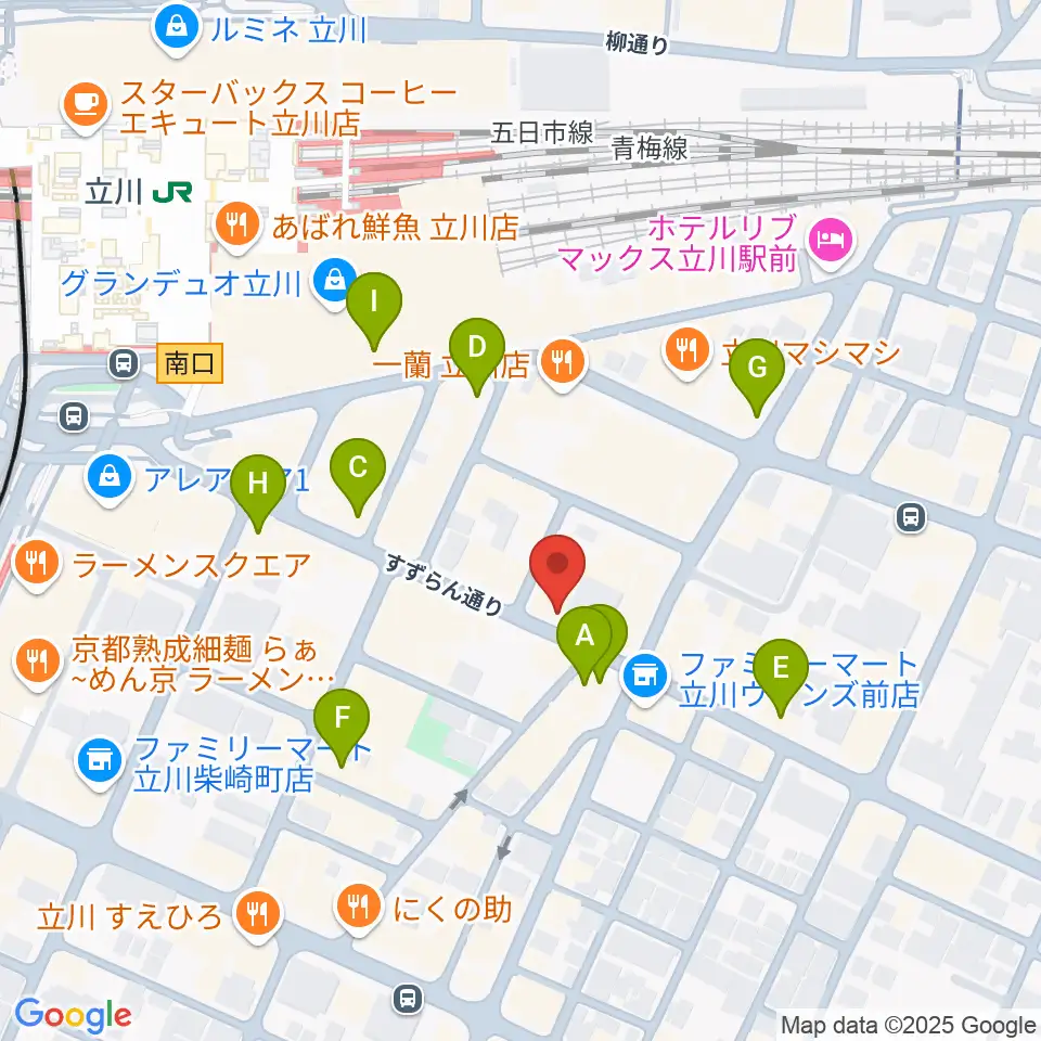 スタジオペンタ立川 II周辺のカフェ一覧地図