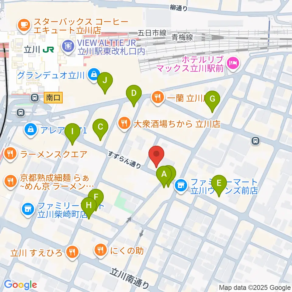 スタジオペンタ立川 II周辺のカフェ一覧地図