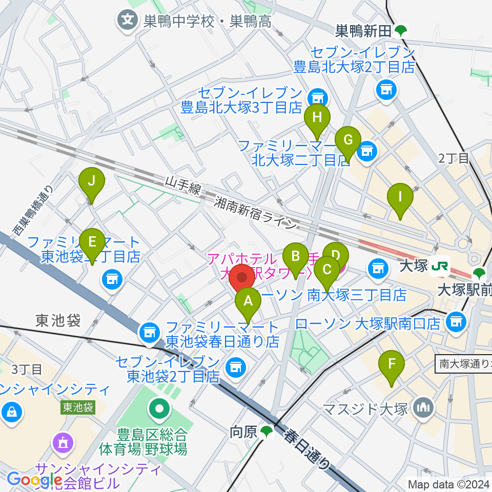 スタジオペンタ大塚店周辺のカフェ一覧地図