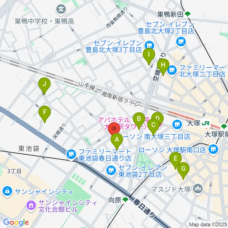 スタジオペンタ大塚店周辺のカフェ一覧地図