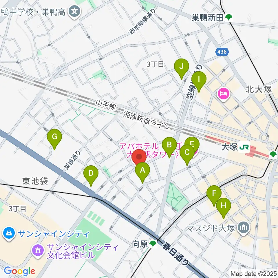 スタジオペンタ大塚店周辺のカフェ一覧地図