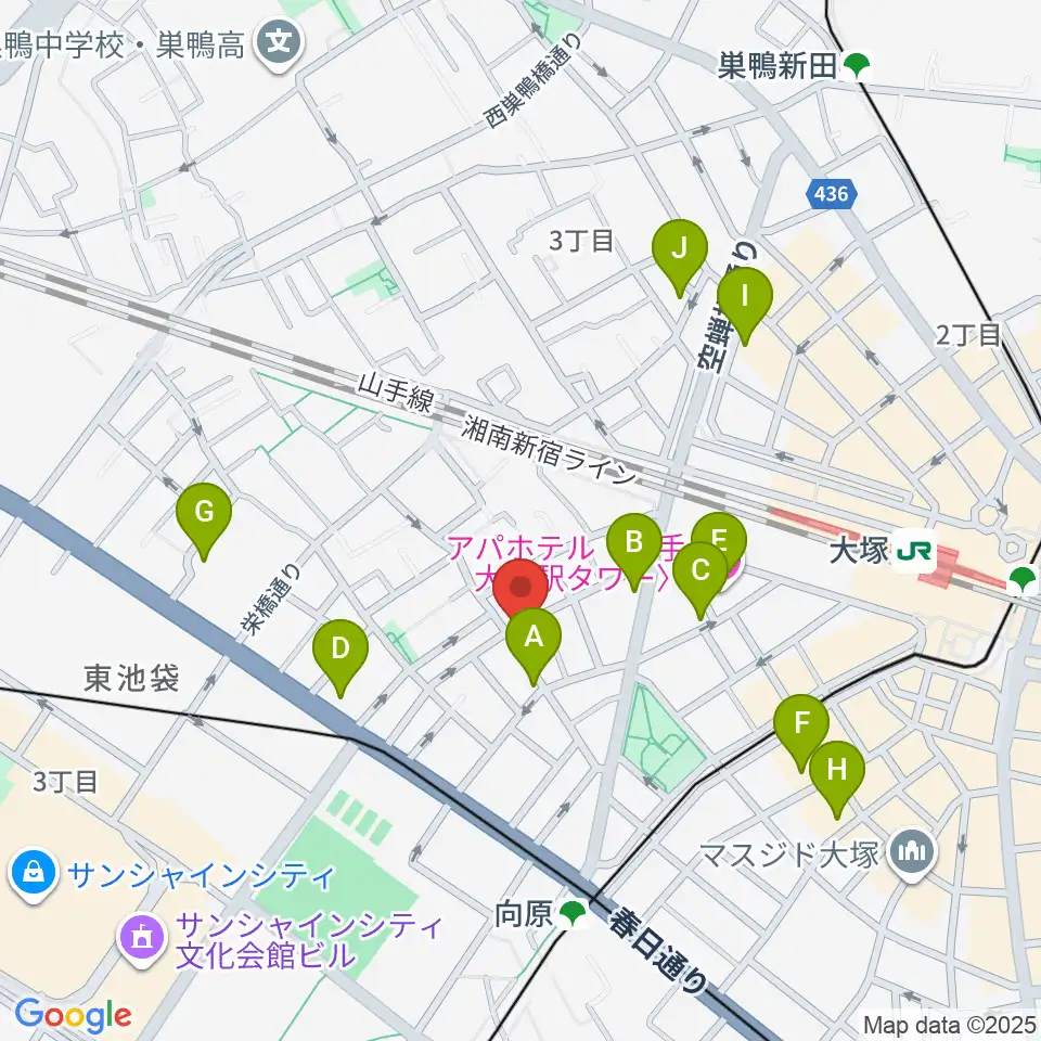 スタジオペンタ大塚店周辺のカフェ一覧地図