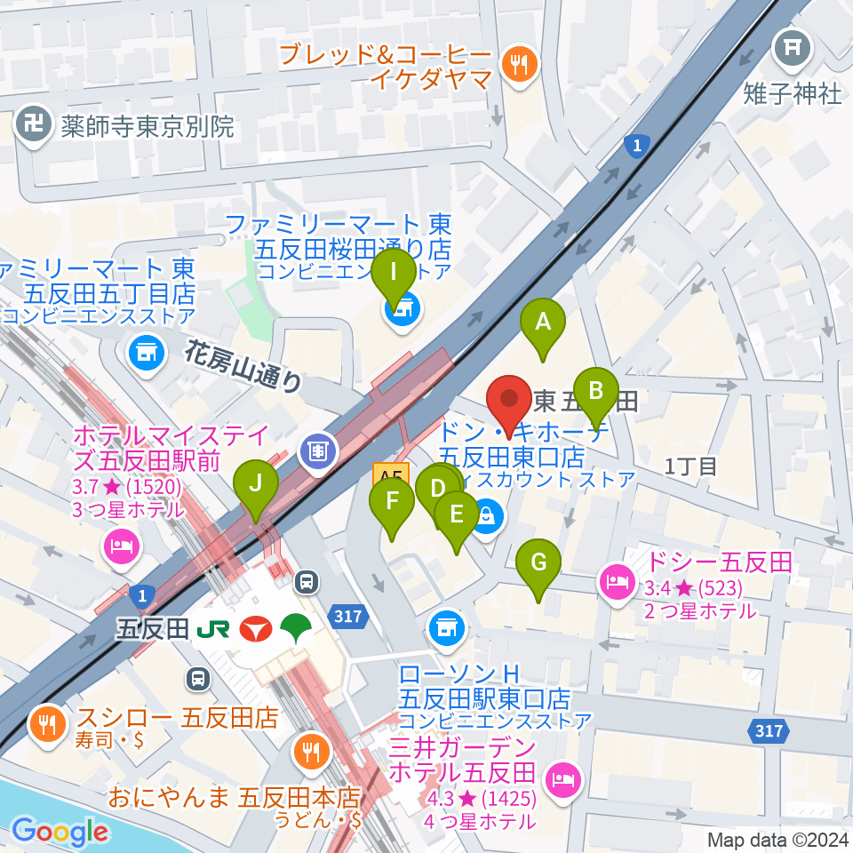 スタジオペンタ五反田店周辺のカフェ一覧地図