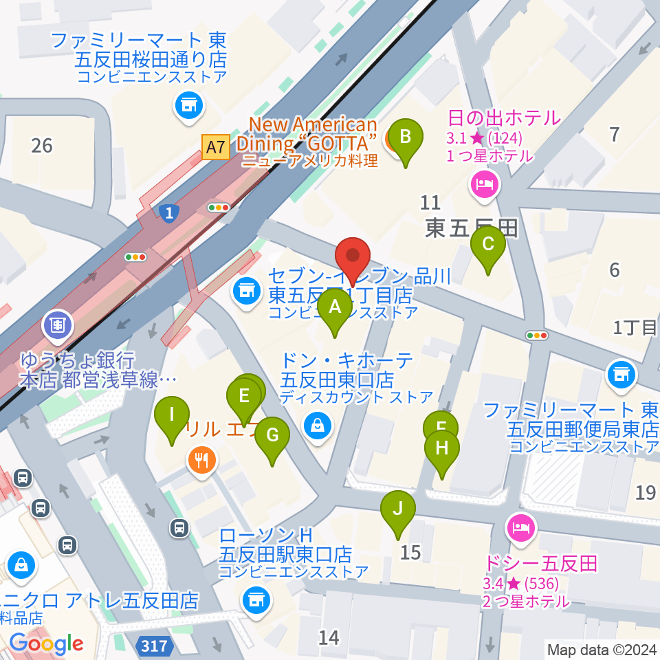 スタジオペンタ五反田店周辺のカフェ一覧地図