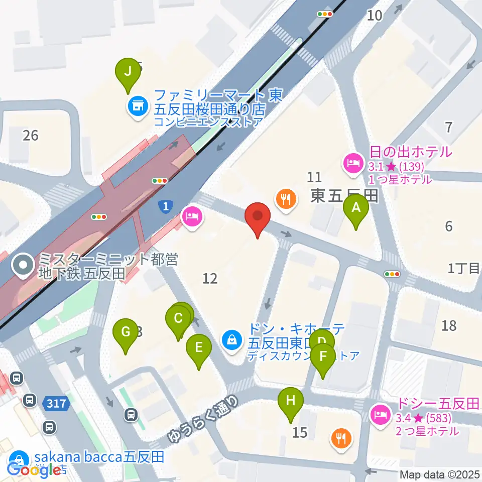 スタジオペンタ五反田店周辺のカフェ一覧地図