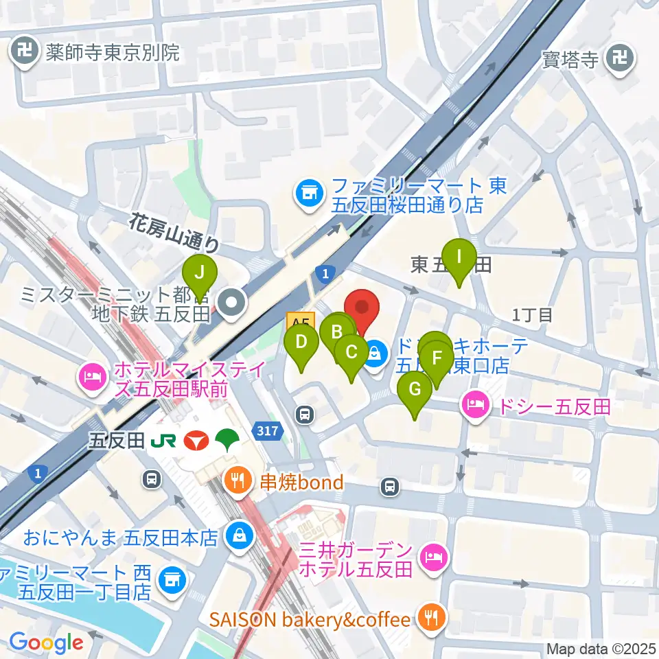 スタジオペンタ五反田店周辺のカフェ一覧地図