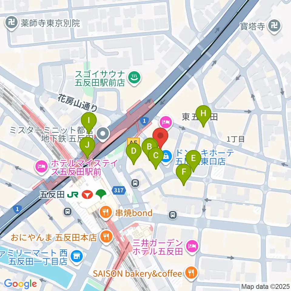 スタジオペンタ五反田店周辺のカフェ一覧地図