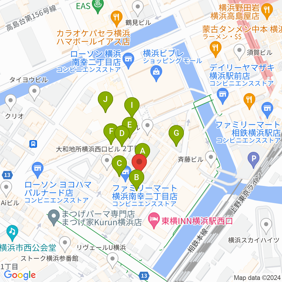 スタジオペンタ横浜店周辺のカフェ一覧地図