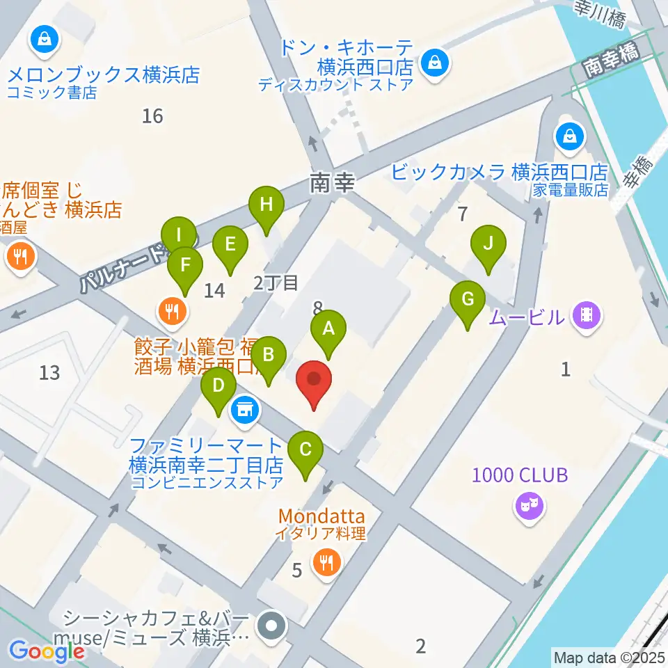 スタジオペンタ横浜店周辺のカフェ一覧地図