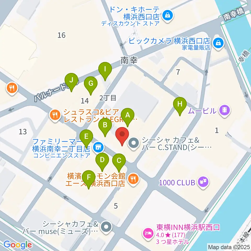 スタジオペンタ横浜店周辺のカフェ一覧地図