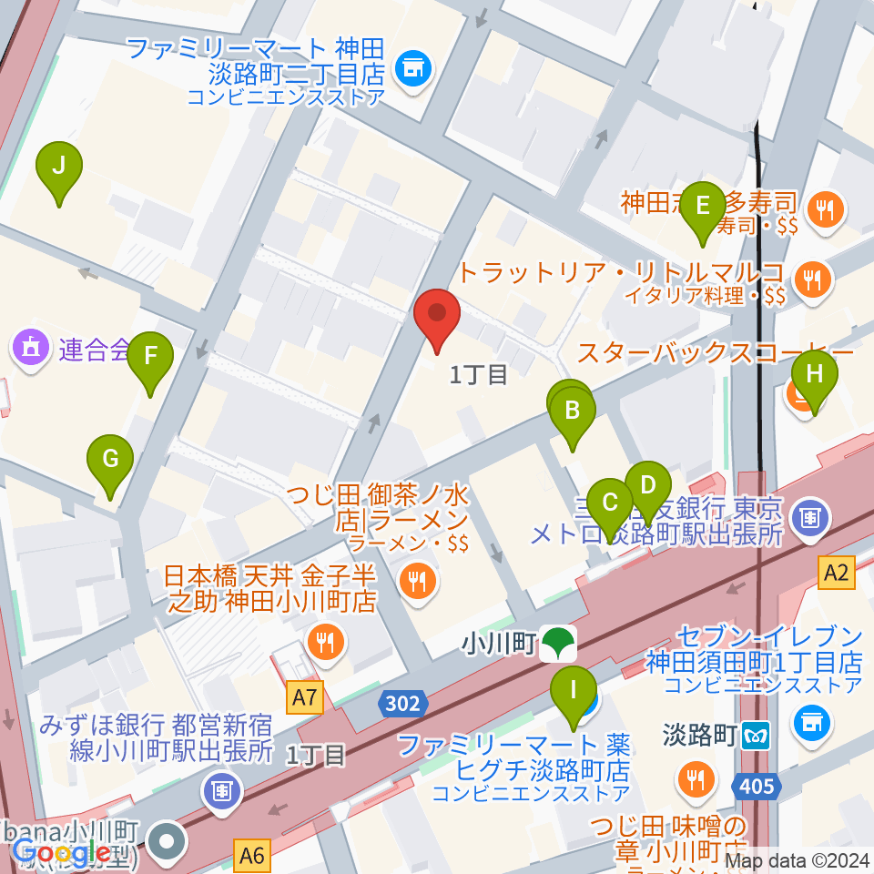 MUSIC JOY神田周辺のカフェ一覧地図