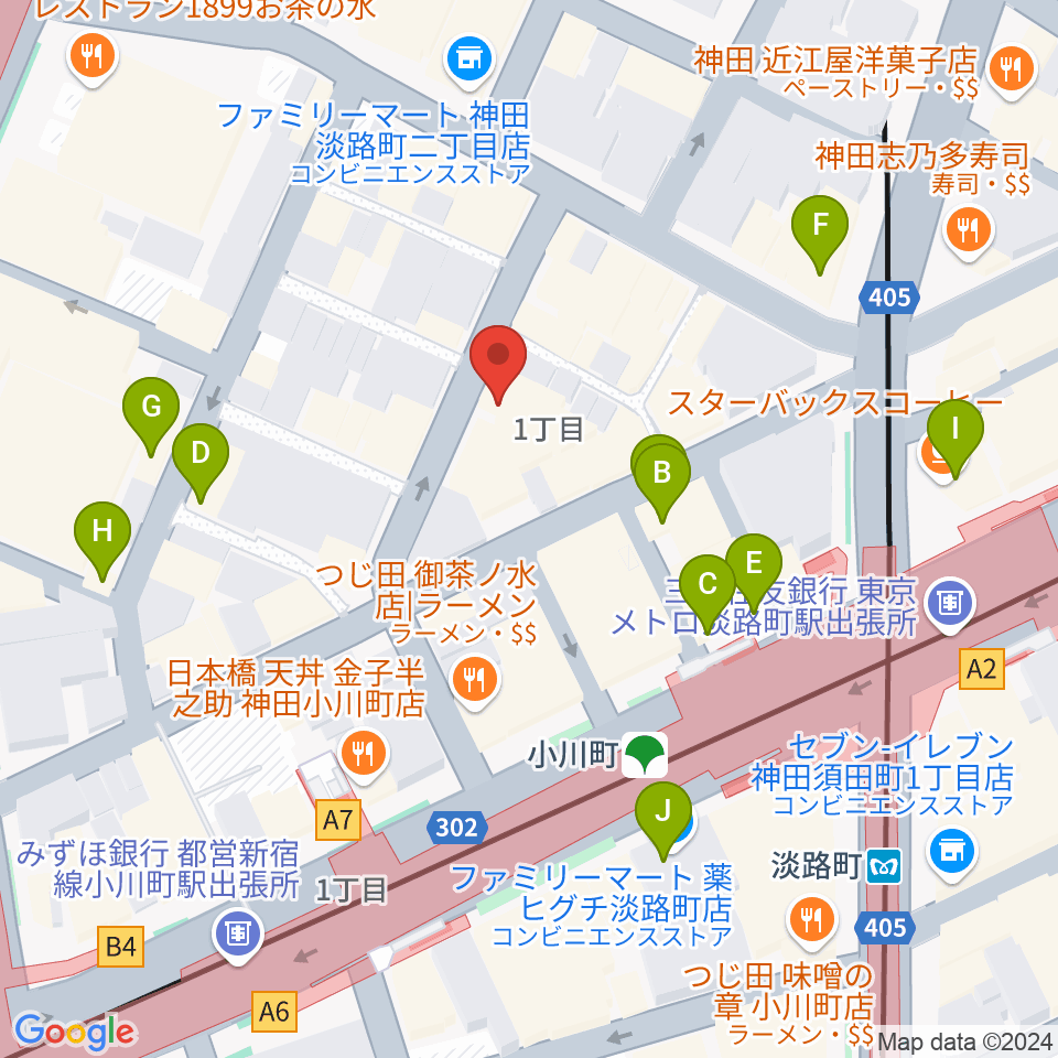 MUSIC JOY神田周辺のカフェ一覧地図