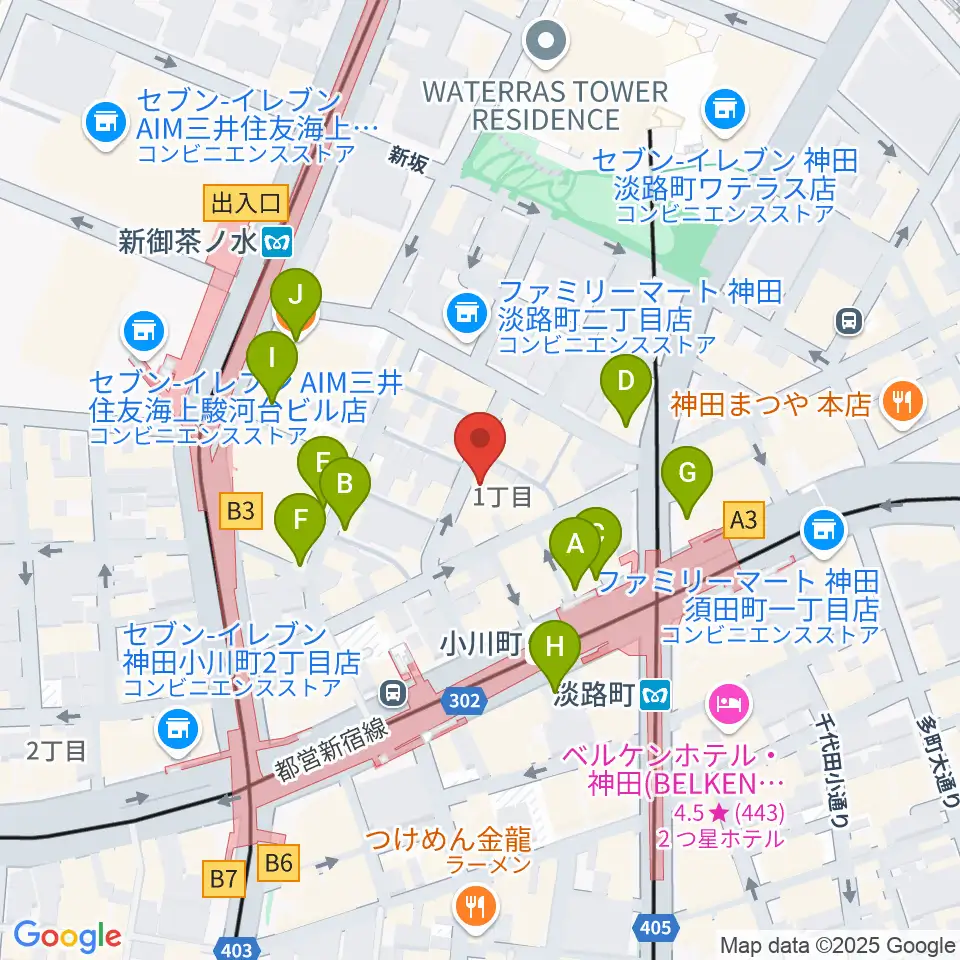 MUSIC JOY神田周辺のカフェ一覧地図