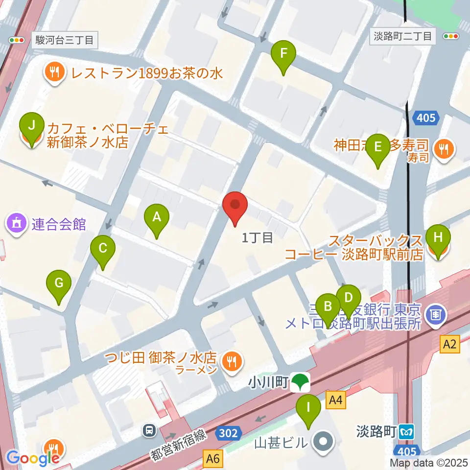 MUSIC JOY神田周辺のカフェ一覧地図
