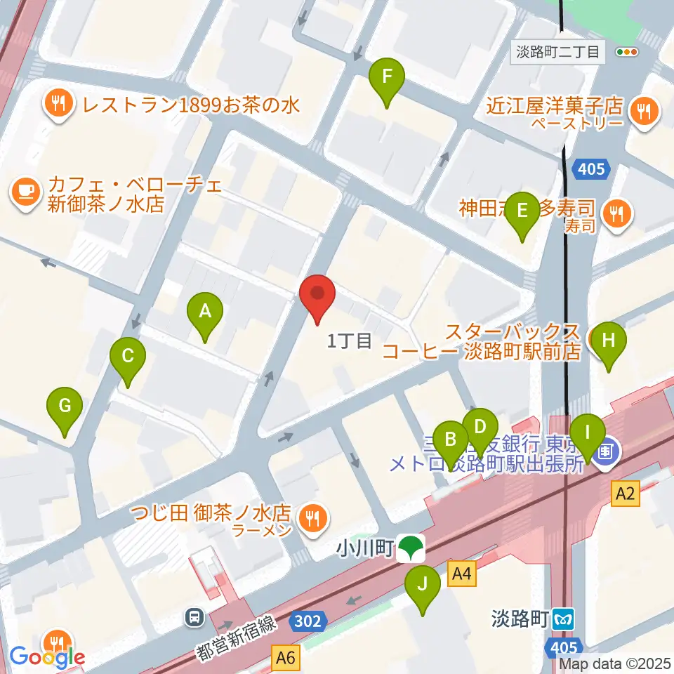 MUSIC JOY神田周辺のカフェ一覧地図