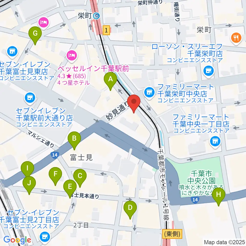 スタジオペンタ千葉 II周辺のカフェ一覧地図