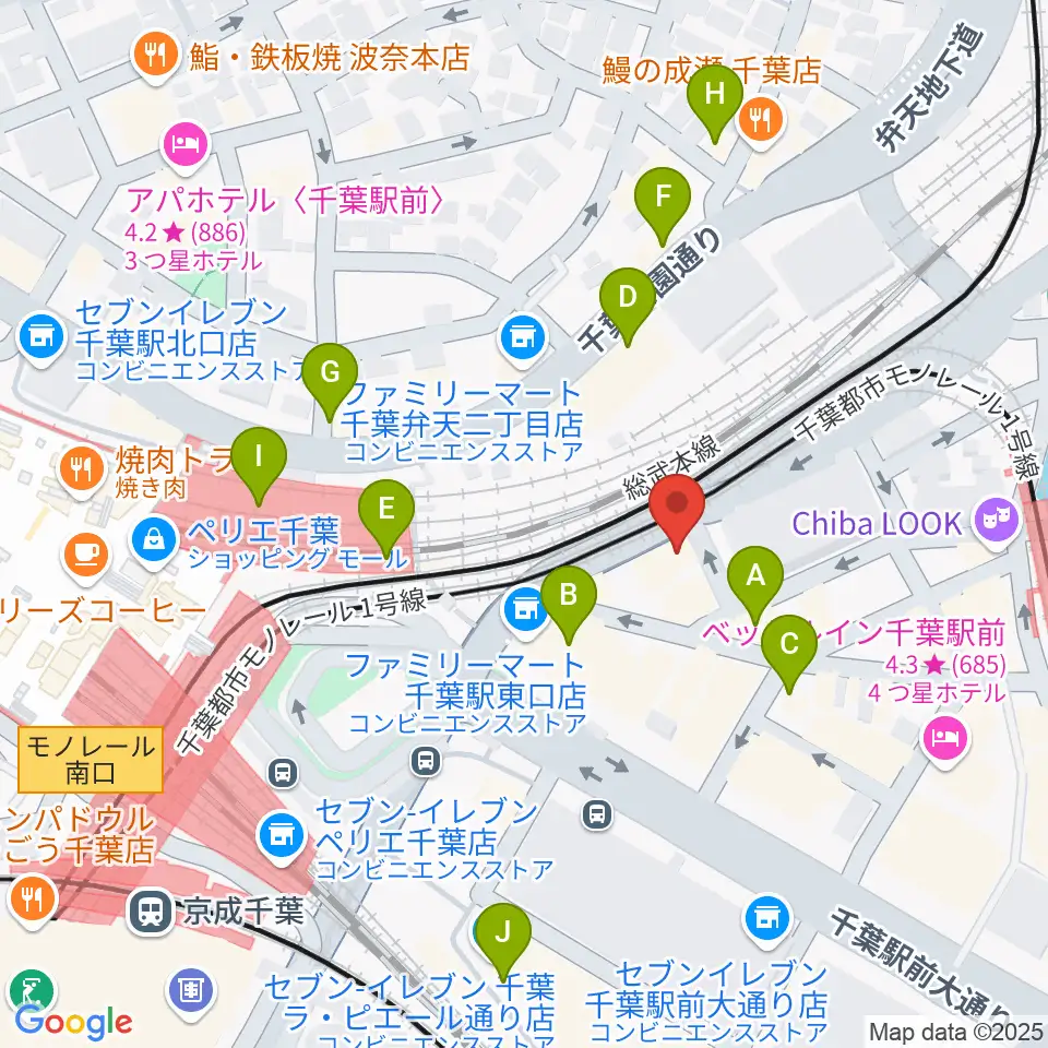 スタジオペンタ千葉駅前店周辺のカフェ一覧地図