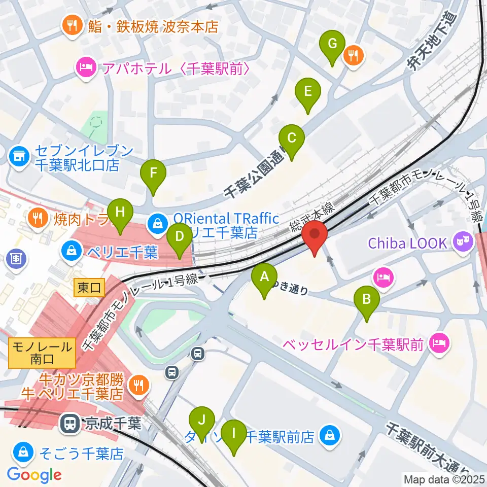 スタジオペンタ千葉駅前店周辺のカフェ一覧地図