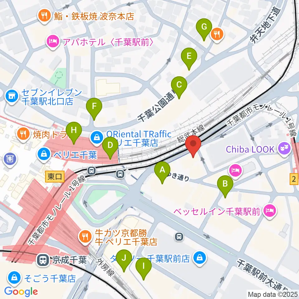 スタジオペンタ千葉駅前店周辺のカフェ一覧地図