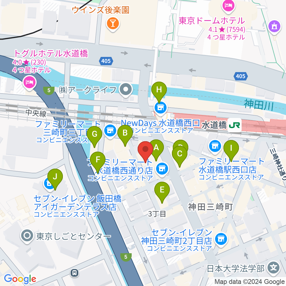 スタジオノード水道橋周辺のカフェ一覧地図