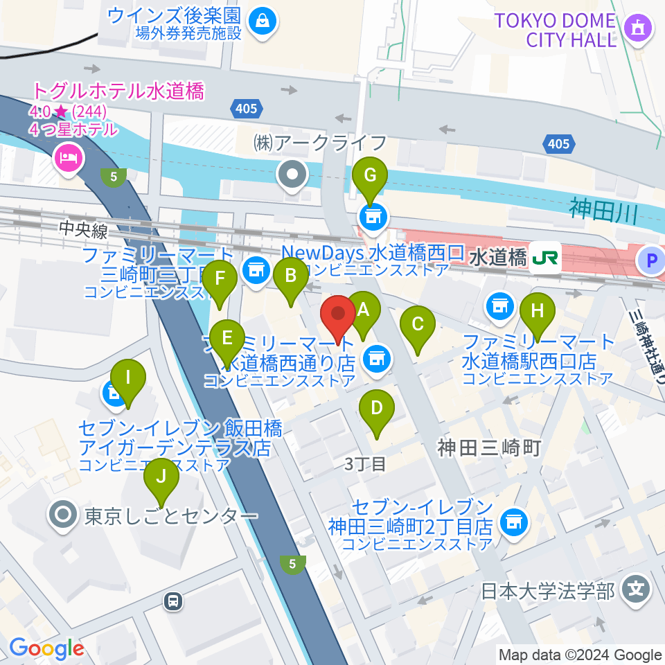 スタジオノード水道橋周辺のカフェ一覧地図