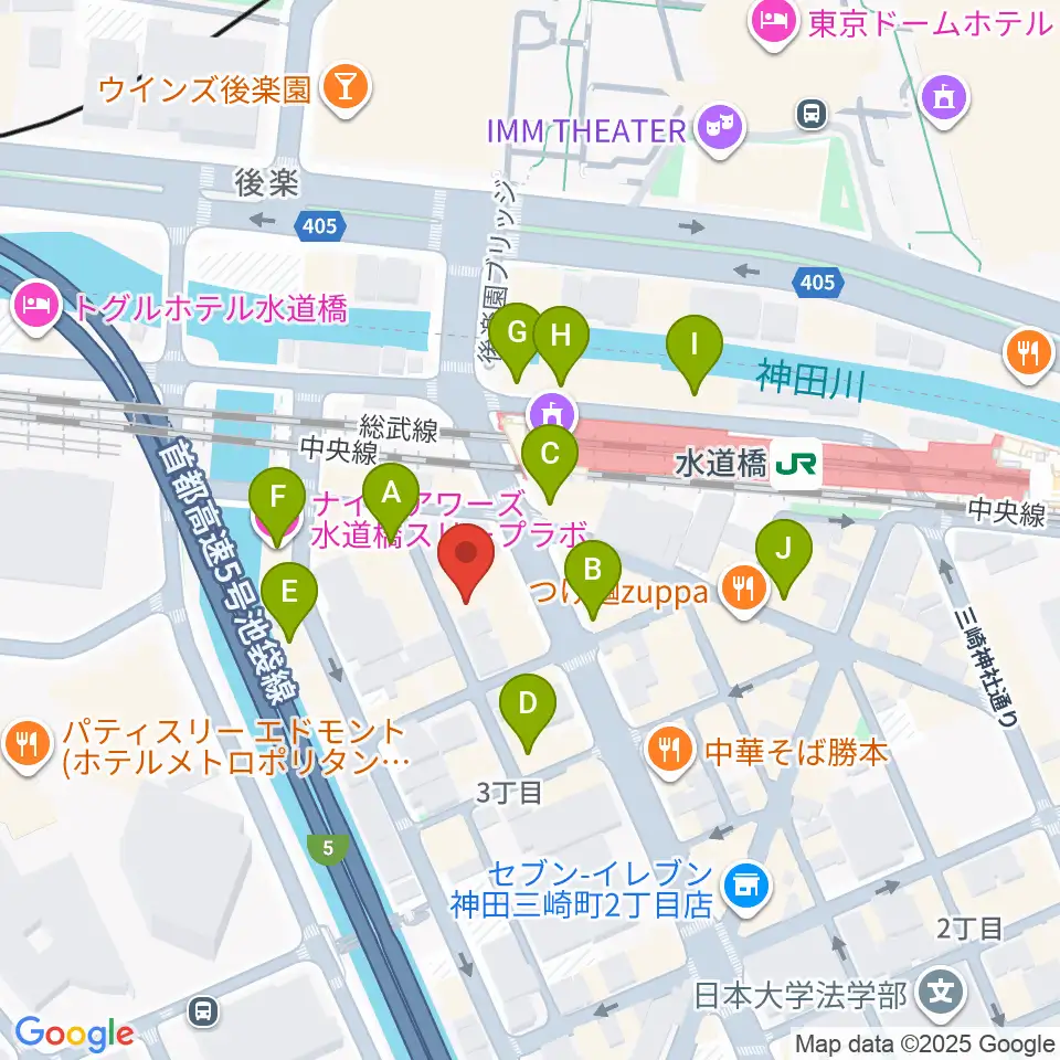 スタジオノード水道橋周辺のカフェ一覧地図
