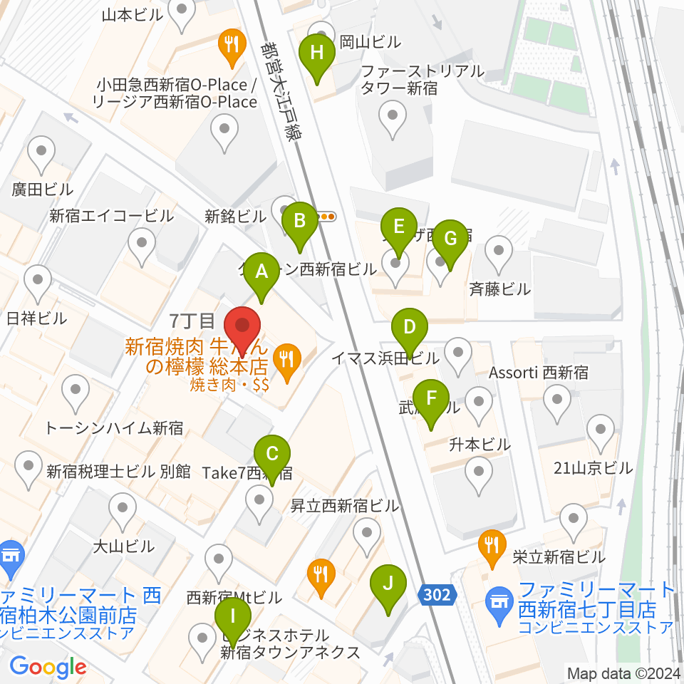 スタジオノード新宿周辺のカフェ一覧地図