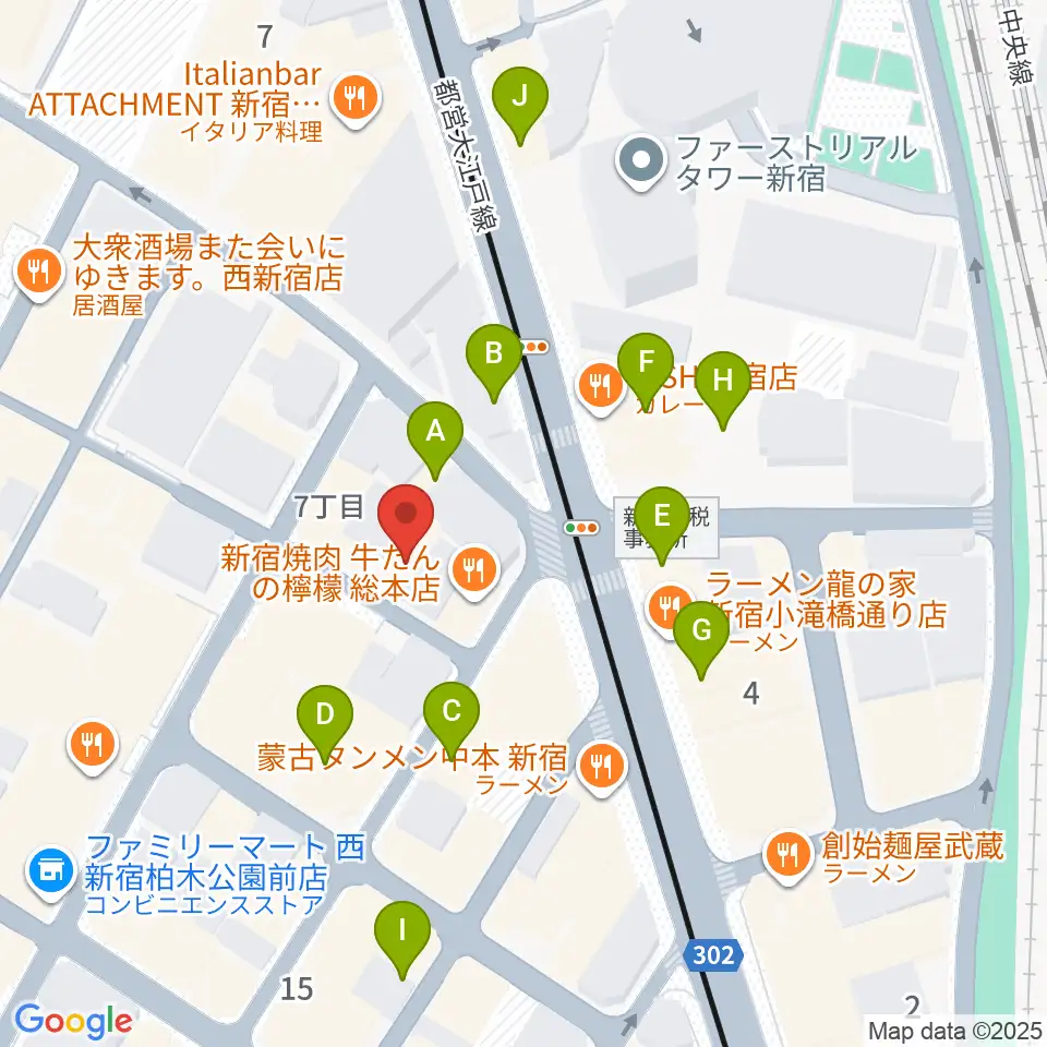 スタジオノード新宿周辺のカフェ一覧地図