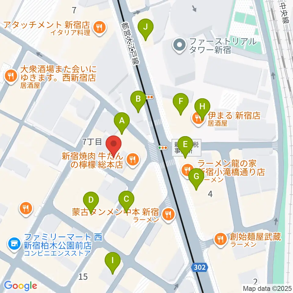 スタジオノード新宿周辺のカフェ一覧地図