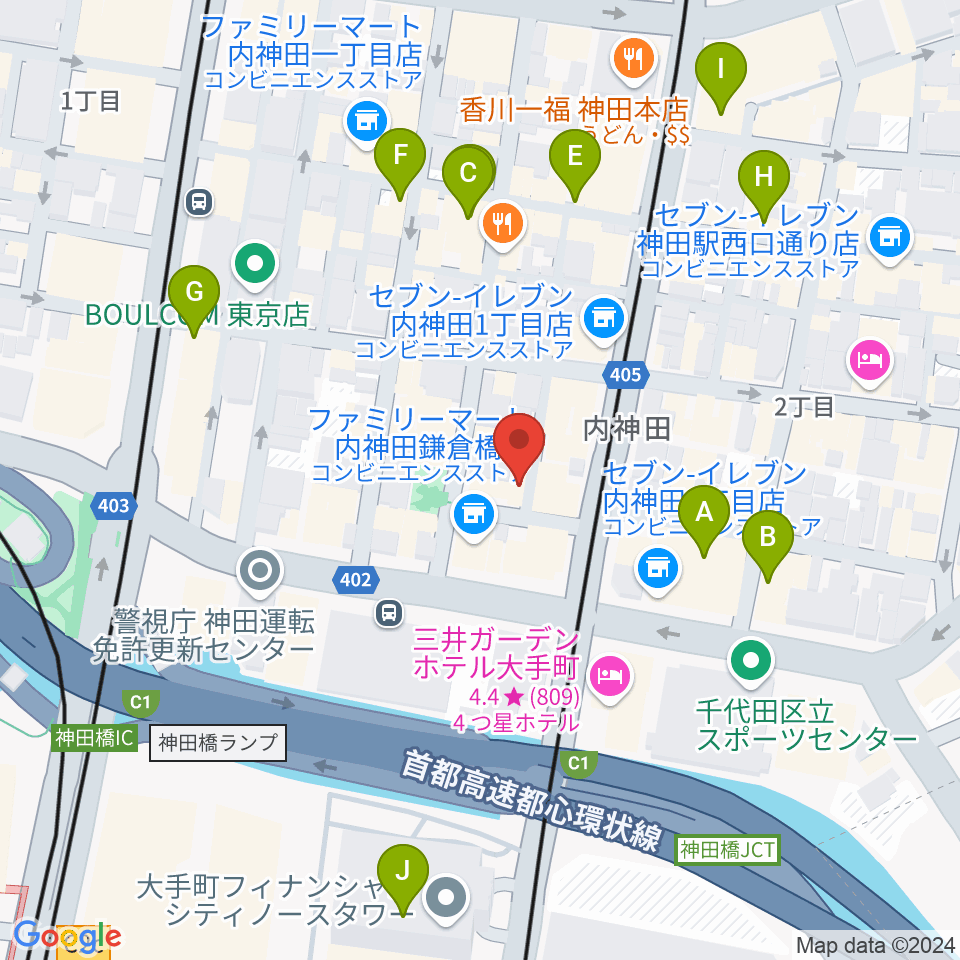 HMVP大手町スタジオ周辺のカフェ一覧地図