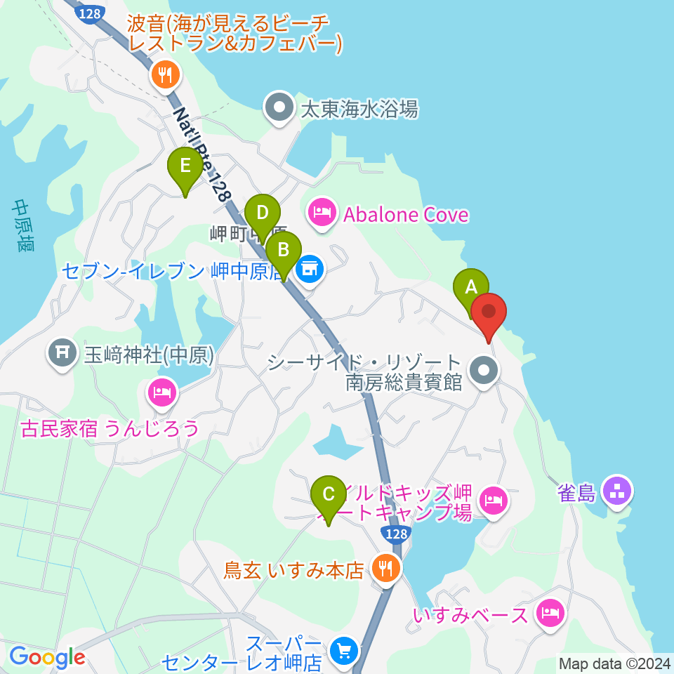 ビーチサイド音楽館周辺のカフェ一覧地図