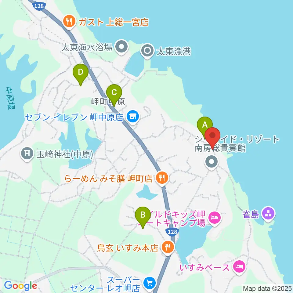 ビーチサイド音楽館周辺のカフェ一覧地図