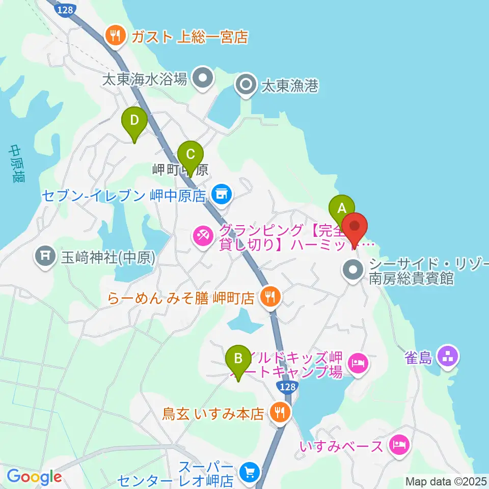 ビーチサイド音楽館周辺のカフェ一覧地図